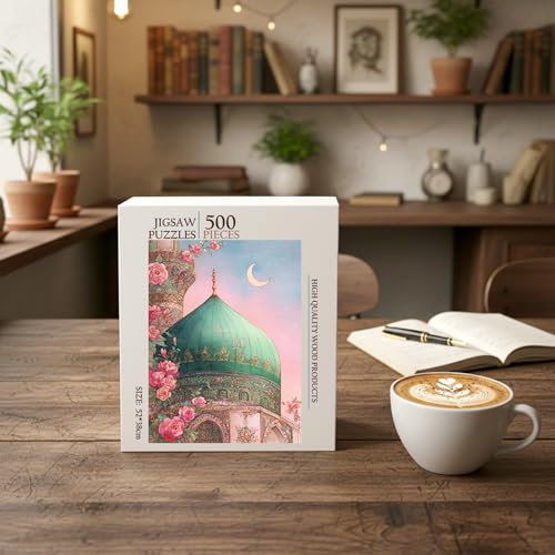 Islamic Mosque Roses Ramadan Islam Jigsaw Puzzle - 500 Pieces Wooden Puzzle for Adults, Wall Art Gift, Finished Size: 20 x 15 Inch - color: Islamic Mosque Roses Ramadan - 500 Pieces
