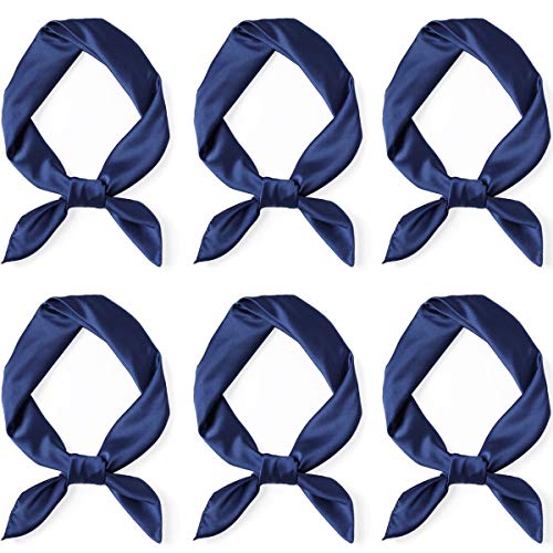 Glamorstar Satin Neck Scarf 6 Packs Square Handkerchief for Women - color: 6 Packs - Navy