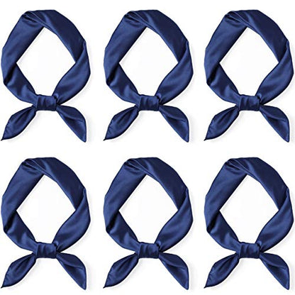 Glamorstar Satin Neck Scarf 6 Packs Square Handkerchief for Women - color: 6 Packs - Navy