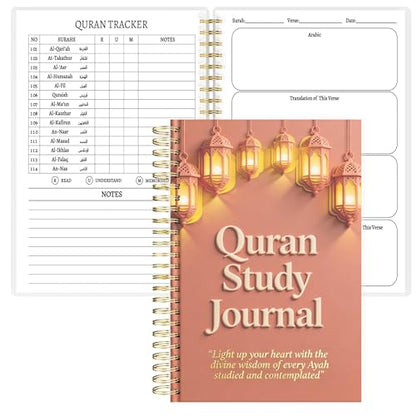 Premium Quran Study Journal - A5 Spiral Bound Islamic Reflection Notebook with 120 Pages 100gsm Thick Paper - Arabic & Translation Tracker for Daily Quranic Study, Memorization & Ramadan Gifts (Lantern Glow) - color: Lantern Glow
