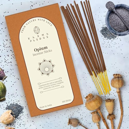 KarmaPledge Opium Incense Sticks, Burn Time 45-60 Min, 100 Sticks - color: Opium