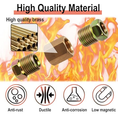 1/4 Brake Line Pressure Fittings, 12 Pieces 7/16 Inch Brake Line Fittings | 24 Threads Brass Brake Line Fitting Assortment for 1/4 Inch Brake Line Tube (4 Unions, 8 Nuts) - size: 7/16 Inch (pack of 1)