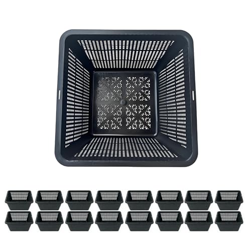 16 Pcs 9 Inch Square Aquatic Plant Baskets for Hydroponics Water Garden Plant Pots Black Plastic Mesh Basket Plastic Mesh Pond Containers for Live Aquarium Plants - style: 9" Square-16 PCS