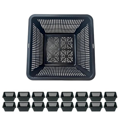 16 Pcs 9 Inch Square Aquatic Plant Baskets for Hydroponics Water Garden Plant Pots Black Plastic Mesh Basket Plastic Mesh Pond Containers for Live Aquarium Plants - style: 9" Square-16 PCS