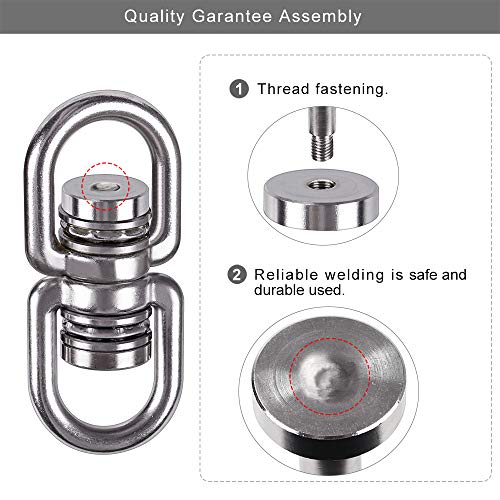 SELEWARE Heavy Duty Bearing Swing Swivel, 360° Rotation Hanging Accessory | Quiet Smooth Rotation, Supports Up to 1200LB, Quick Connect Buckles, 1 Pack for Swings, Hammocks, Tire Swings and Heavy Bags - color: Swivel (E) and 2 Carabiners