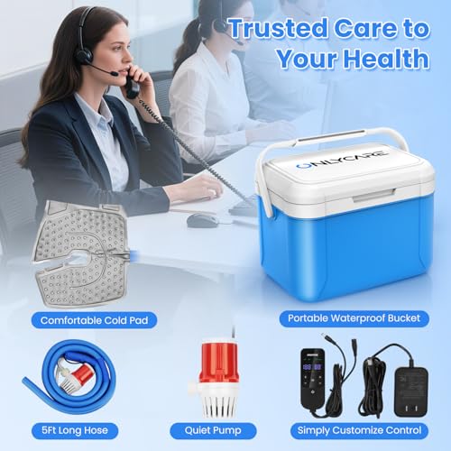ONLYCARE Ice Machine for Knee After Surgery, Portable Cold Therapy Machine | Program Timer Ice Therapy Machine with Quiet Pump, Cold Compress Pad for Ankle Arm Joints Sports Injuries Cryotherapy Machine