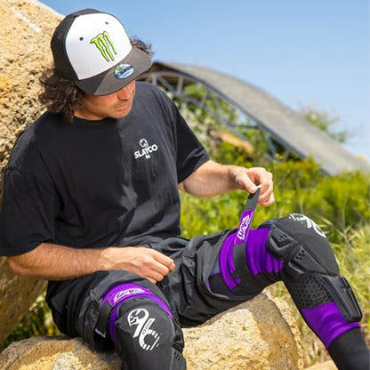 EVS SLAYCO96 AXELL Hodges, Moto Knee/Shin Guard, Reactive Memory Foam | CE Level 3 knee protection with RMF impact foam, breathable Hexprene compression fit, floating sleeve, bio-foam shin coverage - color: Purple, size: Large-X-Large