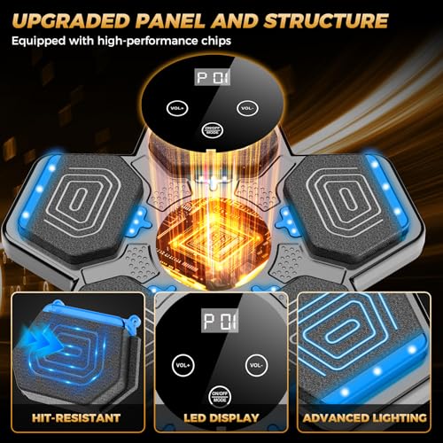 LOLBOX 2026 Music Boxing Machine for Adults and Kids, Smart Bluetooth Boxing Training Equipment with Gloves Wall Mounted, Workout Punching Machine for Home,Office and Gym - color: Ashy