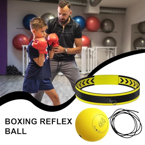 Boxing Reflex Ball Headband Multifunctional Fun Effective Hand Eye | Kids Beginners Punching Headband for Professionals Enthusiasts Beginners Amateurs Lovers Families Friends - color: Yellow ball