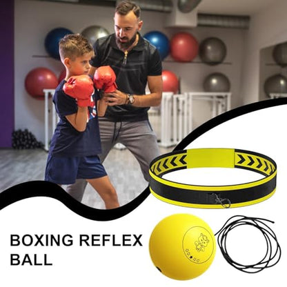 Boxing Reflex Ball Headband Multifunctional Fun Effective Hand Eye | Kids Beginners Punching Headband for Professionals Enthusiasts Beginners Amateurs Lovers Families Friends - color: Yellow ball