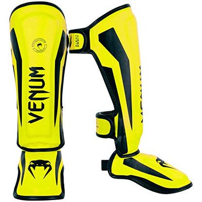 Venum Kids Elite Shinguards - color: Neo Yellow, size: Medium: 6-8 Years