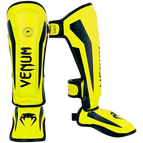 Venum Kids Elite Shinguards - color: Neo Yellow, size: Small: 3-5 Years