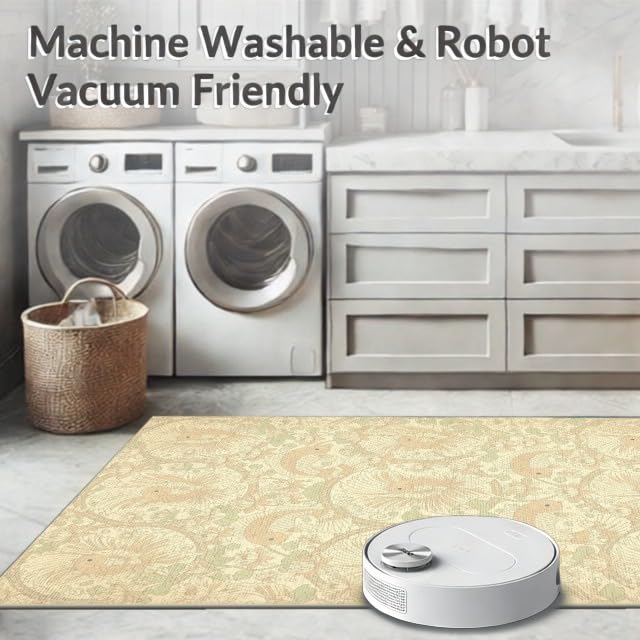 8'x10' Washable Asian Koi Fish Large Rug, Light Green Non-Shedding Pet Friendly Carpet for King Size Bedroom, Master Suite, Under Bed, Foldable Easy Care Mat | Ref:1885582 - color: Beige/Pattern 45, size: 8' x 10' (Rectangular)