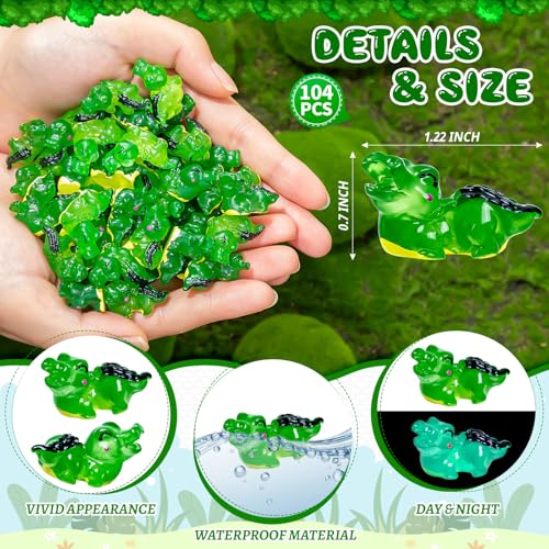 104PCS Luminous Miniature Crocodiles Figurines Mini Resin Crocodile | Tiny Alligator Animal Figures for Fairy Garden Miniature Moss Landscape DIY Craft Home Decor - style: Luminous Crocodile-104