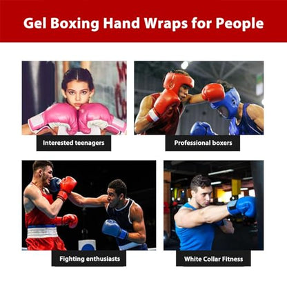 Keenso 2 Pcs Gel Knuckle Guard Boxing Gloves Hand Wraps, Anti Slip Half Finger Inner Gloves for Kickboxing with Wrist Support (Black)