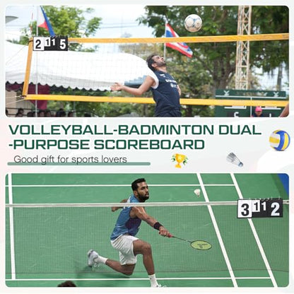 Soulchen Portable Tennis Score Keeper, Double Sided Flip Scoreboard for Badminton, Volleyball and Table Tennis, Hanging Net Scoreboard with Storage Bag, 0-3 Sets & 0-30 Points