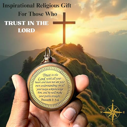 Trust in The Lord with All Your Heart -Proverbs 3: 5-6 Quote Engraved Compass with Wooden Box, Baptism Gifts for Boys, Inspirational Gifts Men, Graduation Day Gifts, First Communion Gifts : Sports & Outdoors