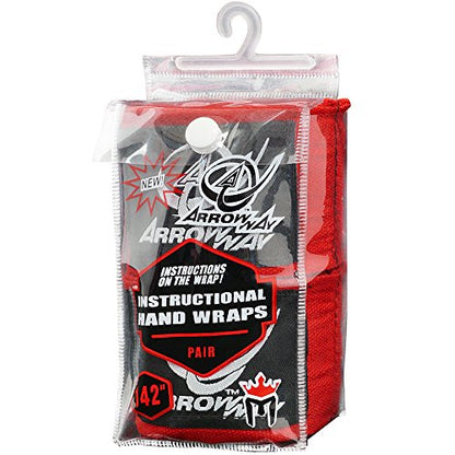 ArrowWay Instructional Hand Wraps w/Printed Directions for Boxing & MMA - 142" Meister Elastic - color: Red