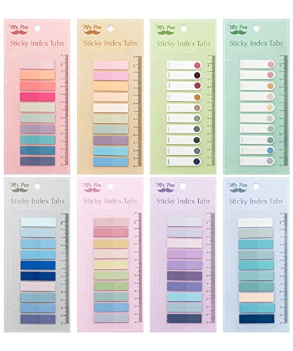 Mr. Pen- Colorful Sticky Tabs, 8 Sets, 1600 pcs, Morandi and Vintage - color: Morandi and Vintage, size: 1600 Pcs