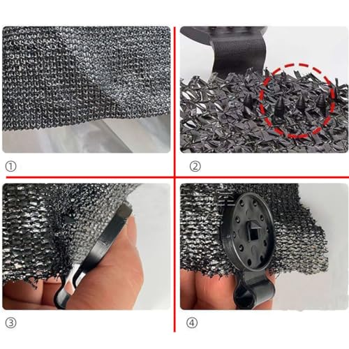 QAZXCDEW-60 Pack Shade Cloth Heavy Duty Lock Grip, Round Plastic Sun Shade Net Clip, Reusable Sun Shade Clips for Garden, Patio Awnings, Greenhouse Fabric, Windproof Anti Bird Netting Clamps