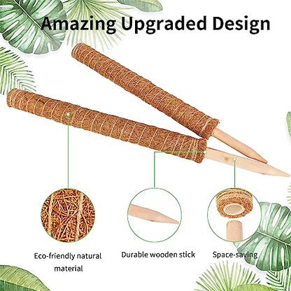 Moss Pole for Plants Monstera, 2 Pack 23.6 inch Plant Support Pole, Extendable Coir Totem Pole for Potted Plants Pothos,Train Indoor Climbing Plants to Grow Upwards - Extends to 40.6 Inches - size: 2 Pack 23.6 inch