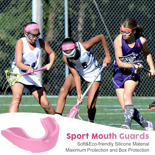 BBTO 40 Pack Kids Youth Mouth Guard for Sports Athletic Boys Girls Mouthguard Football Mouthpiece for Hockey Football Boxing Lacrosse Basketball Wrestling Karate MMA Taekwondo - color: Pink, Clear