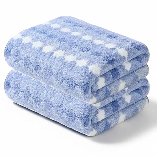 2-Pack Microfiber Bath Towels (27x54 Inches) - Ultra Soft & Quick Dry, 3X Absorbency, Lightweight for Gym, Yoga, Travel & Spa - Perfect for Home, Fitness & Post-Workout - color: Bule and White, size: 27*54 inches