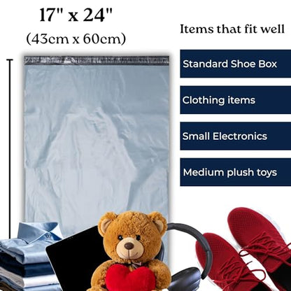 Large Shipping Bags | 17" x 24" | Self Sealing Jumbo Poly Mailers | 25 Large Mailing Bags for Shipping Clothes, Shoes or Posting Packages. Self Adhesive Strong Seal, Waterproof and Tamperproof - size: 17x24 - 25 Bags