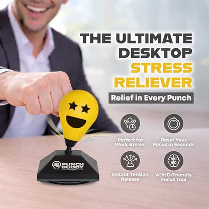 Desktop Punching Bag – Desk Fidget Toy for Stress Relief & Focus – Mini Suction Cup Punch Ball with Patented Griply™ Technology – Office Stress Reliever for Adults, Teens & Coworkers - color: Yellow