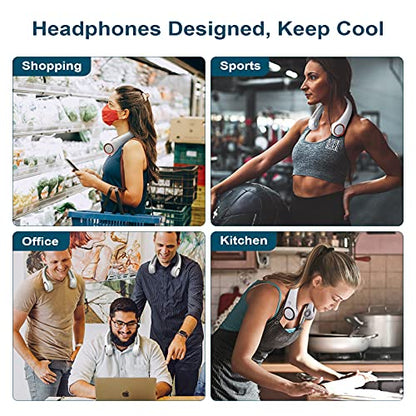 CIVPOWER Neck Fan: Portable Personal Neck Cooling Rechargeable Bladeless Fan - Hands Free 3 Speed 4000 mAh Battery USB Operated Wearable Headphone Design - Gift for Men Women Outdoor (White) - color: White