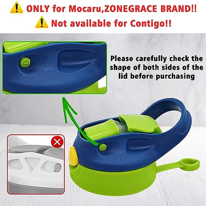12oz Replacement Lid with 2 Straw for Kid Tumbler,Leak-Proof and Spill-Proof Straw Lids for ZONEGRACE Mocaru,BPA Free,Inner Diameter2.4IN (Green, 1 Pack) - color: Green