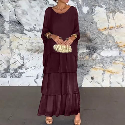Prayer Clothes for Muslim Women One-Piece Long Sleeve Islamic Prayer Dress O Neck Slim Fit Maxi Dress Dress - color: Wine, size: Small