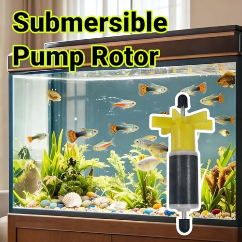16mm Yellow Submersible Pump Rotor | 2 Stainless Steel Shafts, Magnetic Impeller, Aquarium Water Pump Replacement