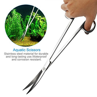 ZHONGJIUYUAN 5 in 1 Stainless Steel Aquarium Aquascaping Kit Aquarium Tank Aquatic Plant Tools Sets Tweezers Scissor Spatula