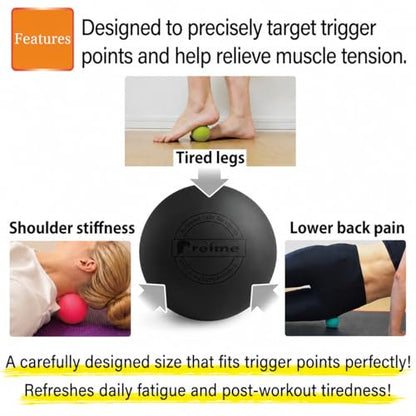 Massage Lacrosse Balls for Myofascial Release, Trigger Point Therapy,Manual Massage Balls, Muscle Knots, and Yoga Deep Tissue Massage. Set of 2 Firm Balls (Black and Black) - color: Black and Black