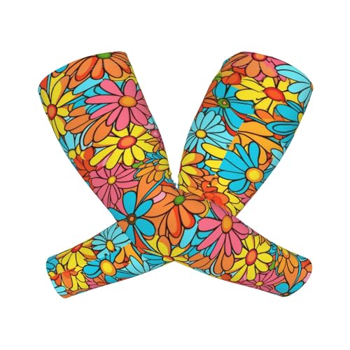 Arm Sleeves Outdoor Garden Sports Cooling Sun Sleeve for Women Men Farm - color: Hippie Flower