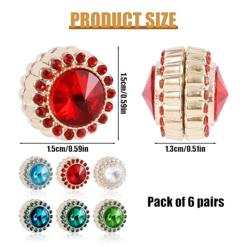6 Pairs Hijab Magnets, Strong Hijab Pin Magnets 6 Colors Rhinestone Scarf Magnets Hijab Magnet Pins Hijab Pins for Women Scarves Niqab Muslim Islamic Hijab (Style 3) - style: 3