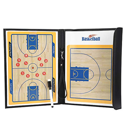 Magnetic Coaching Basketball Board, Colorful Folding Tactics Teaching Display Plate PU Leather Water Proof Training Clipboard for Teaching Instruction