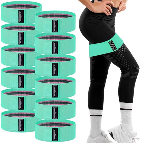 12 Pcs Fabric Resistance Bands for Working Out Non-Slip Booty Exercise Loop Bands for Women Men Glutes Hip Thigh Butt Yoga Pilates Fitness Gym, Light Medium Heavy - color: Lake Blue, style: Light Resistance