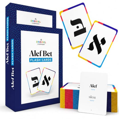 The Dreidel Company 2-Count Aleph Bet Hebrew Alphabet Flashcards – Laminated Hebrew Letter Cards with Transliteration for Kids and Beginners - style: 2-Pack