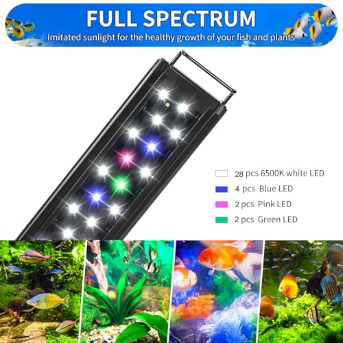 AQUANEAT LED Aquarium Light Full Spectrum for 16 Inch to 20 Inch Fish Tank Light Fresh Water - size: 16"-20"