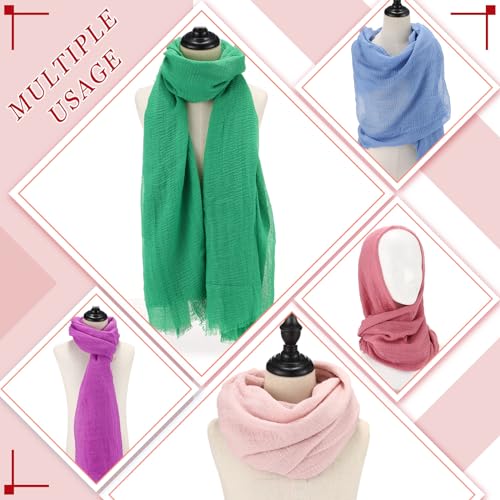 Geyoga 6 Pcs Women Scarf Shawl Hijab Scarves Cotton Crinkle Hijab for Women Blend Shawl Crinkle Wrap Head for Seasons - color: Bright Colors