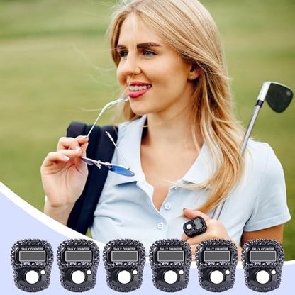 Simgoing Electronic Finger Clicker Counter, Rhinestones Tally Tasbeeh Counter Gifts for Prayer Islamic Golf Counting Goods Lap Knitting Bling Accessories - color: Black
