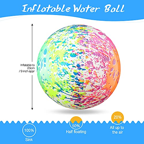 Hiboom 9 Inch Swimming Pool Diving Balls Underwater, Pools Toys Ball with Water Filling Adapter for Underwater Passing, Dribbling, Diving and Pool Games for Teens, Adults(Water Color Style) - style: Water Color Style