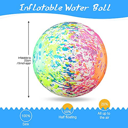 Hiboom 9 Inch Swimming Pool Diving Balls Underwater, Pools Toys Ball with Water Filling Adapter for Underwater Passing, Dribbling, Diving and Pool Games for Teens, Adults(Water Color Style) - style: Water Color Style