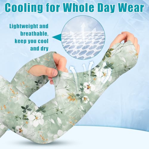 Bebila Gardening Sleeves for Women Farm UV Sun Protection Anti-Scratch Cooling Sleeves with Thumb Hole Arms Cover Outdoors - color: Combination -1
