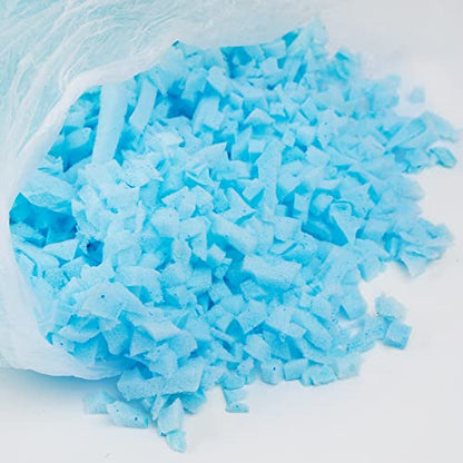 DR.DUDU 5lbs Shredded Memory Foam Filling for Bean Bag Filler, Soft and Convenient Pillow Stuffing Foam for Couch Cushion Dog Bed Chair Arts Crafts, Added Gel Particles (Blue) - size: 5lb