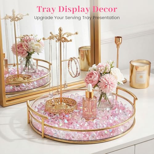 DOMESTAR 150 PCS Iridescent Fake Ice Rocks, Pink and Clear Acrylic Crystals | Plastic Gems for Vases Fillers, Table Scatter, Tables Centerpieces, Wedding Centerpieces, Fish Tank Craft Supplies - color: Dazzling Pink