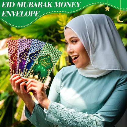 Zhanmai 36 Pcs Eid Mubarak Money Envelopes 7 x 3.15 Inch Ramadan Cash Gift Card Holders Eid Gold Foil Greetings Pockets for Eid Holiday Party Supplies Celebrations Decorations (Vertical) - style: Vertical