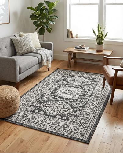 Rugs.com - Outdoor Aztec Rug – 3' 1 x 5' 3 Charcoal Gray Indoor/Outdoor Rug – Stain-Resistant for Patios, Decks, and Porches - color: Charcoal Gray, size: 3'3" x 5'3" (Rectangular)